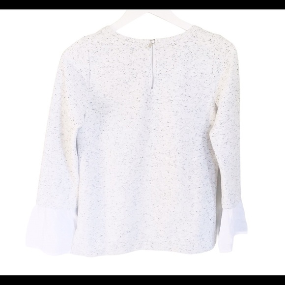 REITMANS Flutter Woven Top With Peekaboo Bell Sleeve Blouse Detail Grey Space XS - Picture 10 of 11